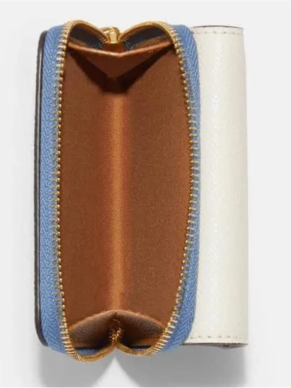 Coach Two-Tone Leather Card Case in Cream and Black with Gold Logo
